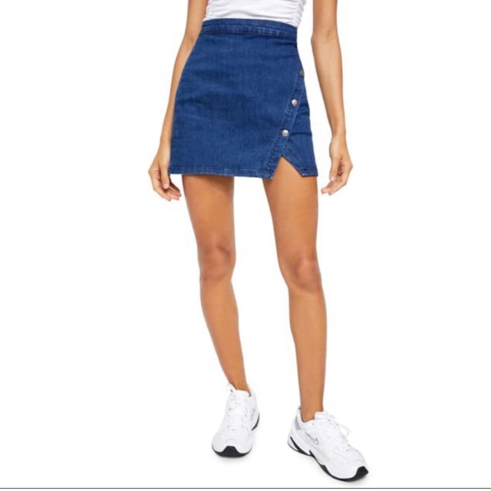 FREE PEOPLE • NWT Notched Denim Mini Skirt